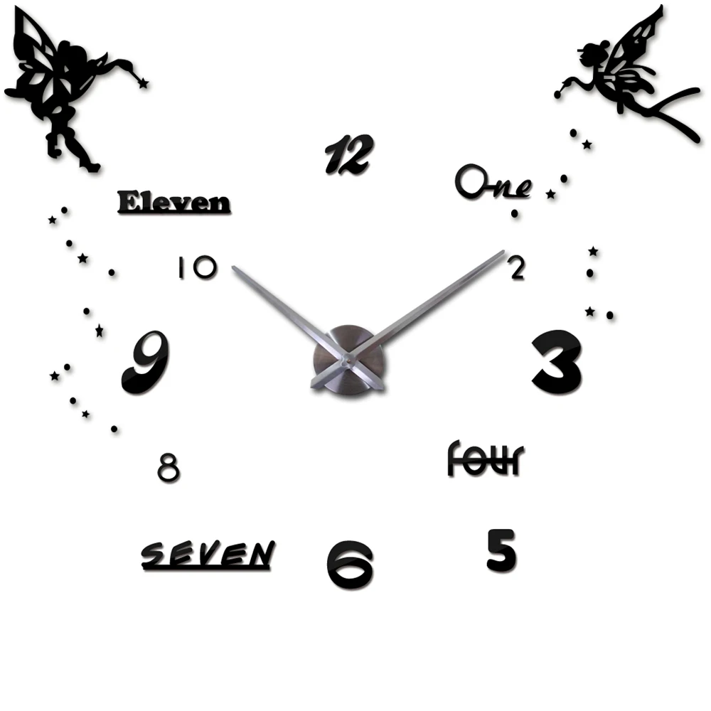 3D цифровые настенные часы сделай сам акриловые зеркальные большие с ангелом