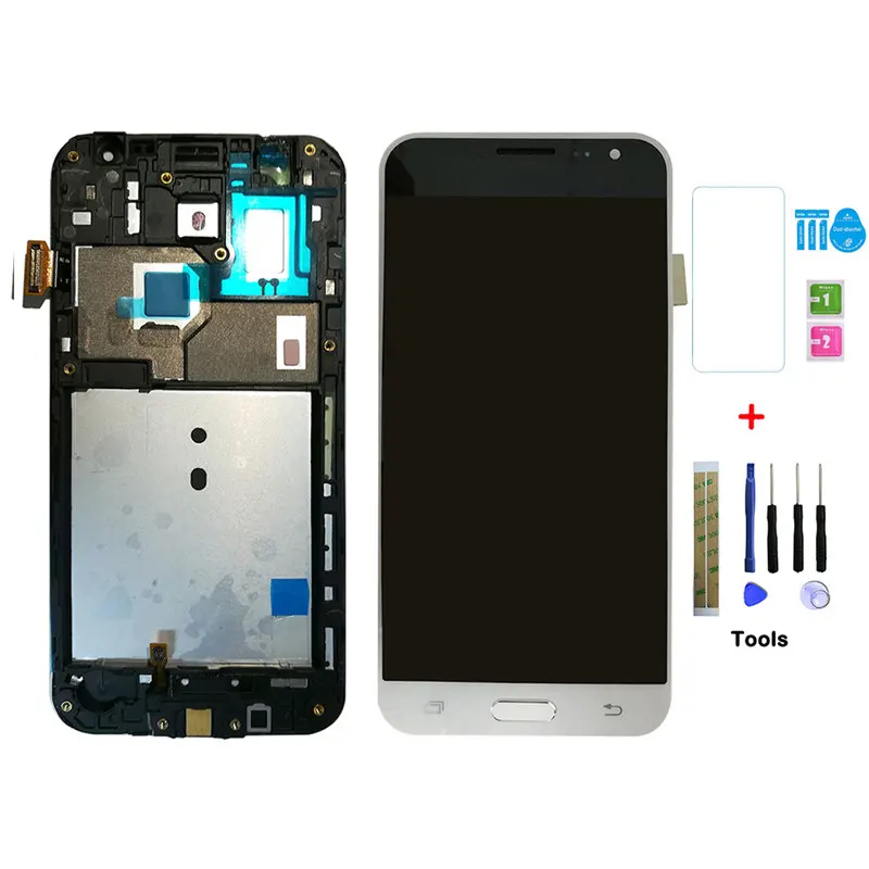 Белый SZHAIYU Отрегулируйте яркость ЖК-дисплей для samsung Galaxy J3 J320 J320H J320H/DS J320F J320M дисплей сенсорный экран дигитайзер Рамка - Цвет: Белый
