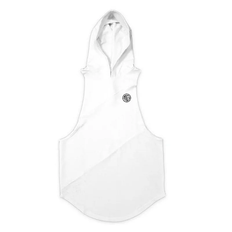 New Running Vest Gym Clothing Fitness Tank Top with hooded Mens Bodybuilding Stringers Workout Singlet Sport Sleeveless T Shirt | Спорт и