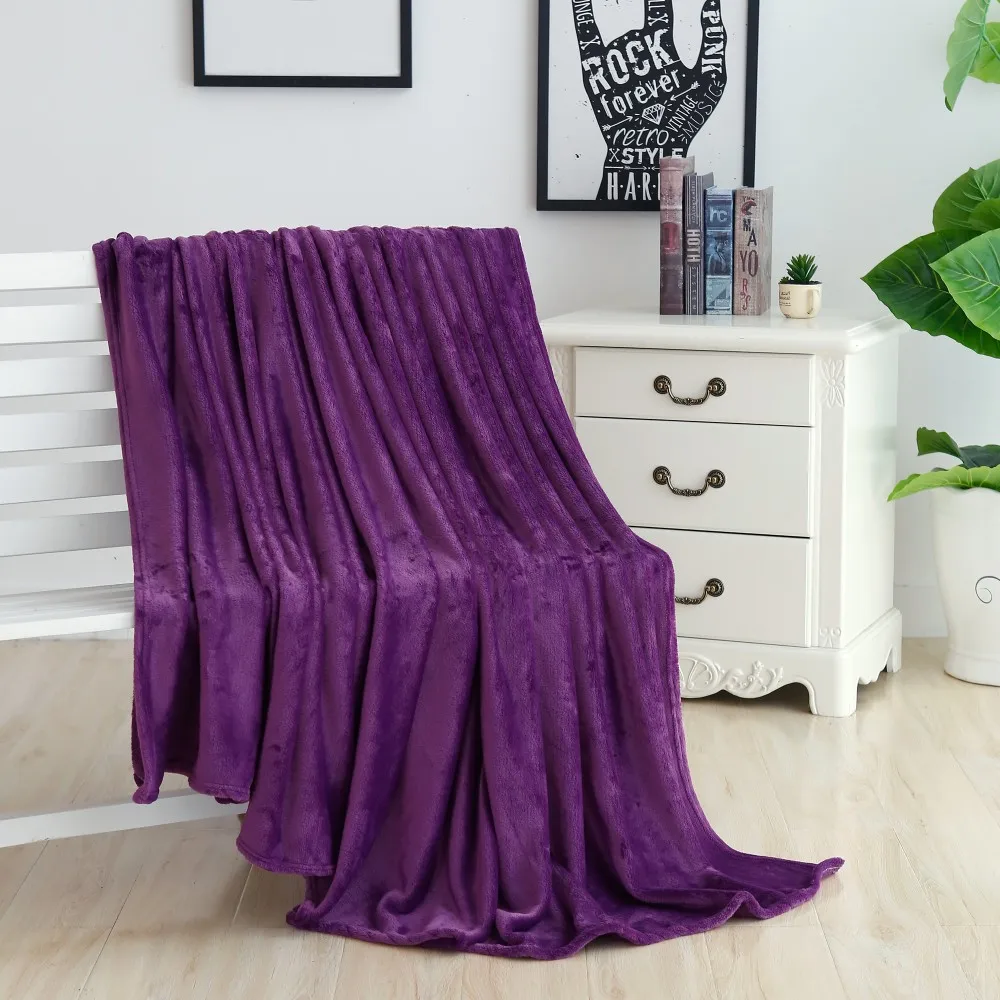 

Beddowell Coral Fleece Blanket Solid Blue Polyester Plaid Bedsheet Single Doube Bed Queen King Size Faux Fur Blankets On The Bed