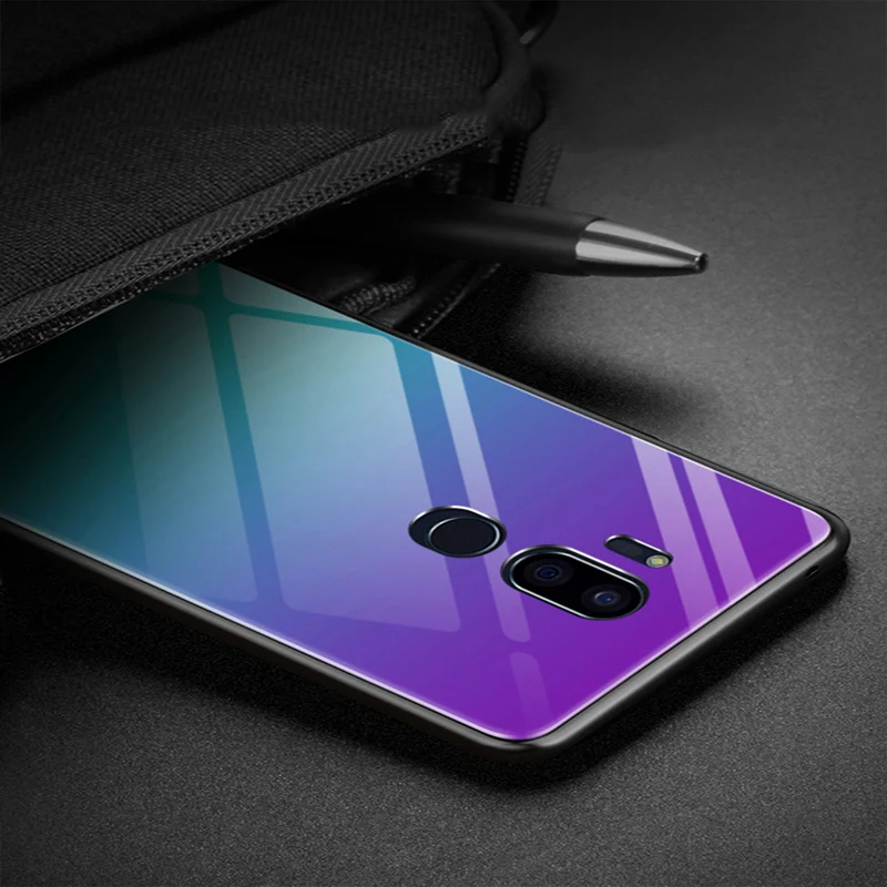 Чехол для lg G7 чехол ThinQ градиентное закаленное стекло+ чехол с мягкими краями 6,1 ''для lg G7 ThinQ dream glass чехол lg g7 чехол ThinQ s shell