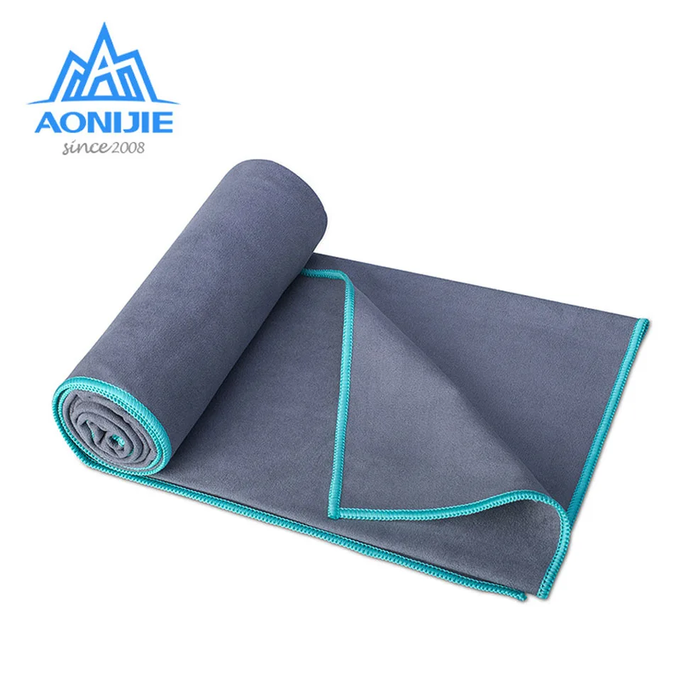 AONIJIE, полотенце для йоги, впитывающее пот, противоскользящее, портативное, для спортзала, фитнеса, одеяло, для спортивных упражнений, коврик для йоги, полотенце, полотенце, коврик для фитнеса - Цвет: Серый