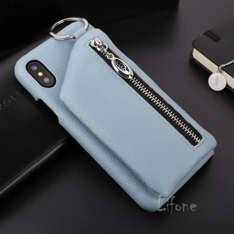 Kerzzil Роскошные модные кожаные на молнии сумка чехол задняя крышка для iPhone X чехлы телефон сумка для iPhone X чехол - Цвет: Blue
