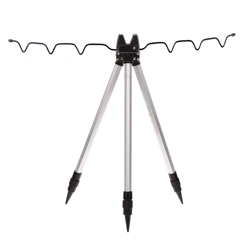 

Aluminum Alloy Telescopic Fishing Tripod Holder Stand for Fishing Rod Silver