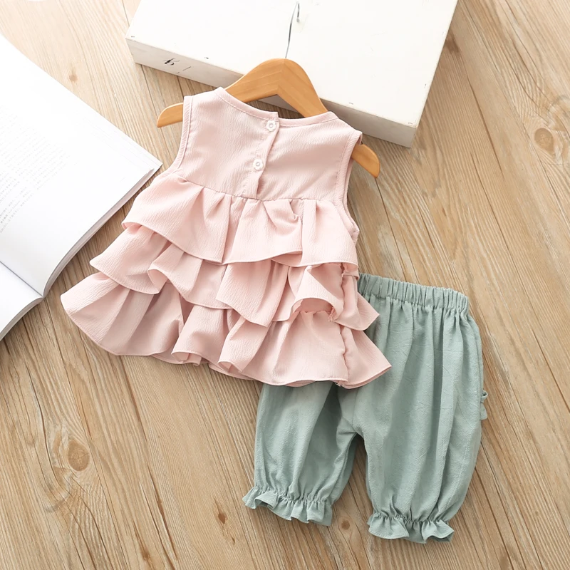 Летняя одежда для маленьких девочек комплекты с шортами оптовая продажа малышей