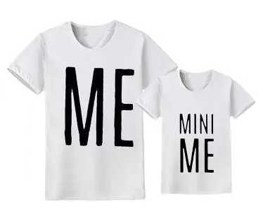 White Г. Одинаковые комплекты для семьи Одежда для Отца и Сына с надписью «ME MINI ME» Модная стильная семейная футболка с милым рисунком одинаковые комплекты для семьи - Цвет: White