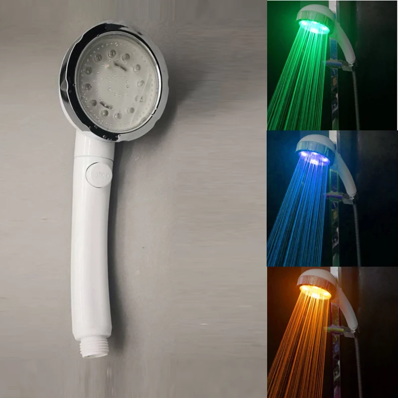 CY-A30 White Color ABS Plastic Water Saving 7 Colors Fast Flashing and Temperature Control LED Hand Hold Shower Heads | Обустройство
