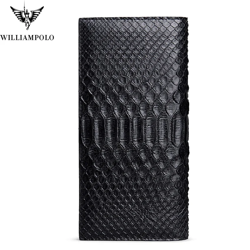 WILLIAMPOLO 2018 Для мужчин кошелек из натуральной кожи со змеиным узором двойные