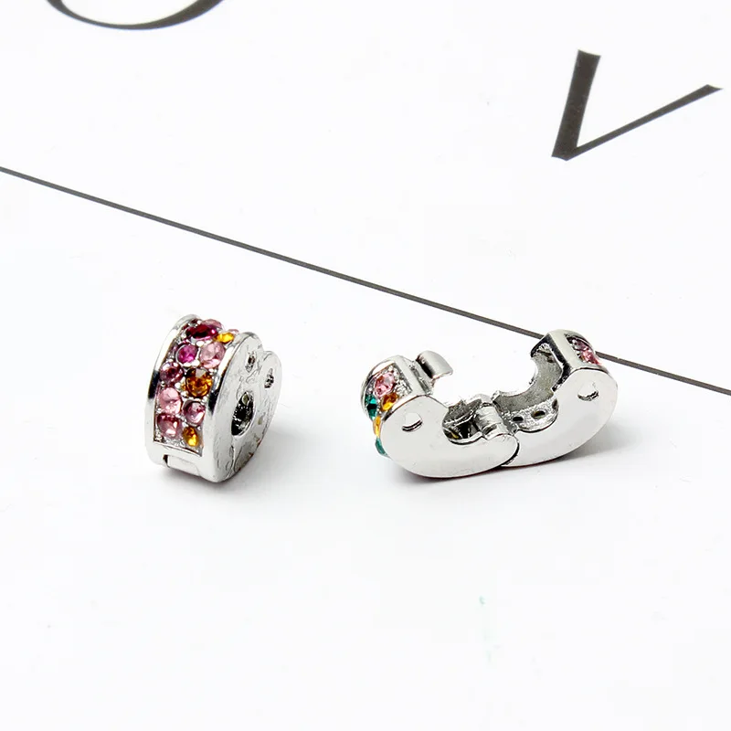 silver heart clip Новинка, модный серебряный, розовый, золотой, Микки, Минни, Бабочка, безопасная цепочка, талисманы, подходят к оригиналу Pandora, браслет из бисера для женщин, Шарм - Цвет: silver heart clip