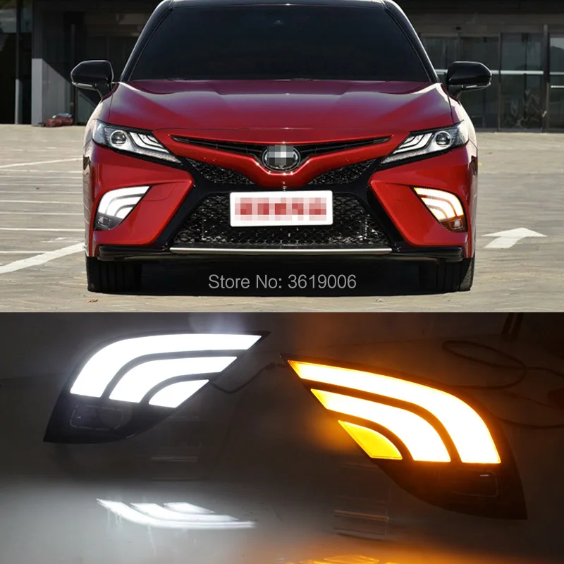 

SmRKE для Toyota Camry XSE/SE 2018 Автомобильные светодиодные дневные ходовые огни белый ходовой сигнал/желтый сигнал поворота