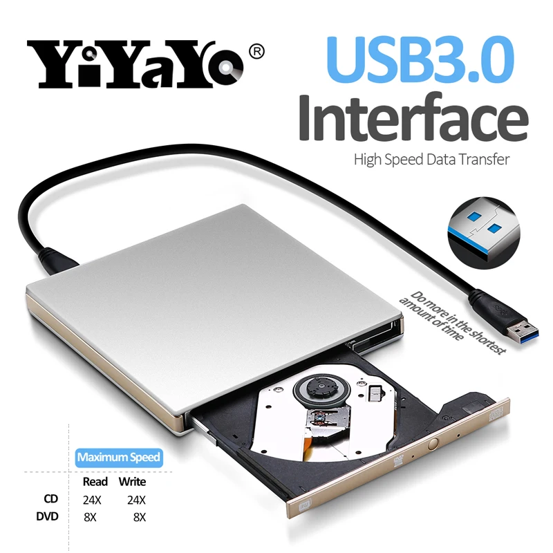 Внешний привод YiYaYo USB 3 0 DVD-накопитель проигрыватель с функцией записи на DVD для