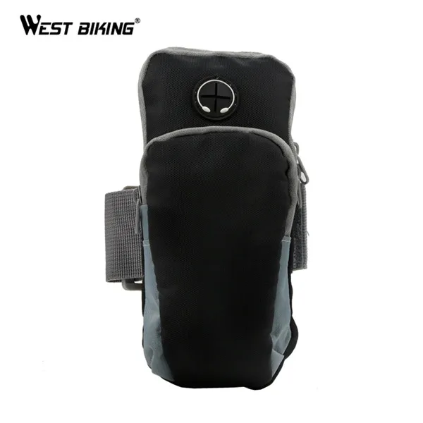 black WEST BIKING сумка на руку держатель для телефона для бега тренажерный зал регулируемый водонепроницаемый нарукавник чехол Deporte Спорт езда велосипед Велоспорт Сумки - Цвет: black