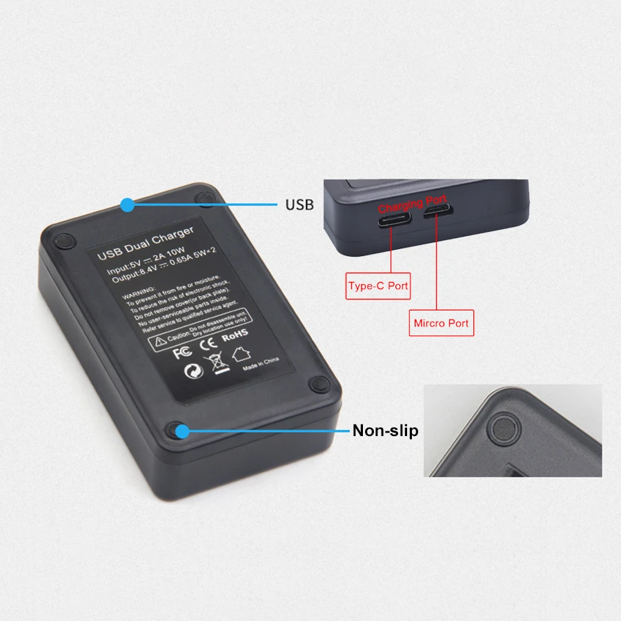 SANGER AHDBT 501 три порта слот светодиодный USB зарядное устройство с портом type C для GoPro