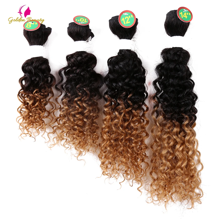 

Golden Beauty Sew in Hair Extensions 8-14inch Curly Synthetic Hair Weave 8pcs/pack for a head