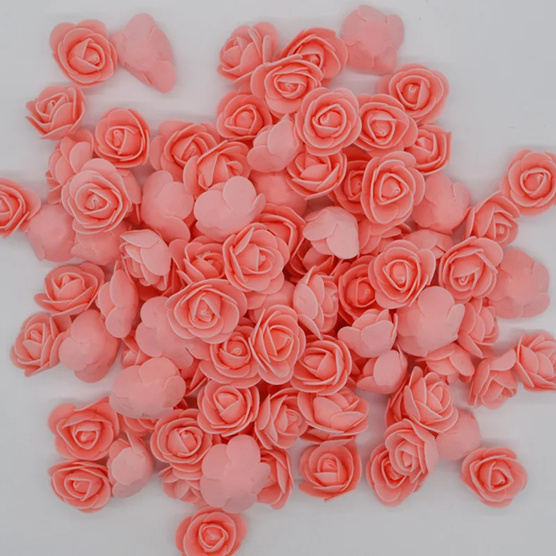 peach 3 см ПЭ пена искусственный цветок декоративный мишка Роза Букет для дома Свадебные цветы украшение венок искусственный цветок 100 шт - Цвет: peach
