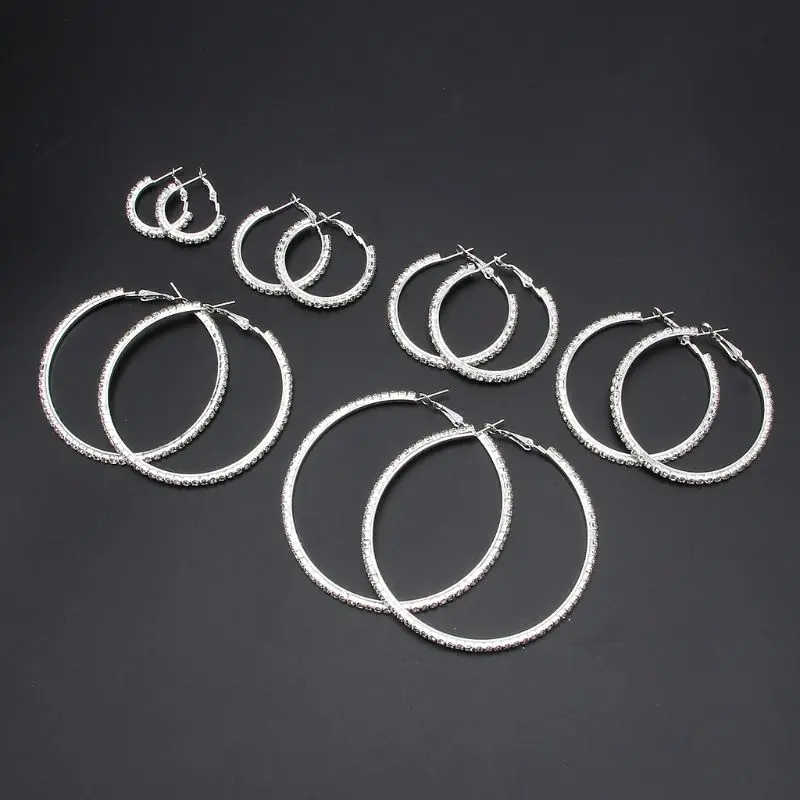 Sparking Rhinestone Crystal Large Circle Hoop Earrings For Women Fashion Jewelry | Украшения и аксессуары