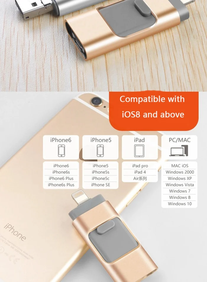 USB флеш-накопитель для iPhone 128GB [3-в-1] Lightning OTG скачок привод, USB флэш-накопитель для iPhone, iPad, iOS, Android, ПК