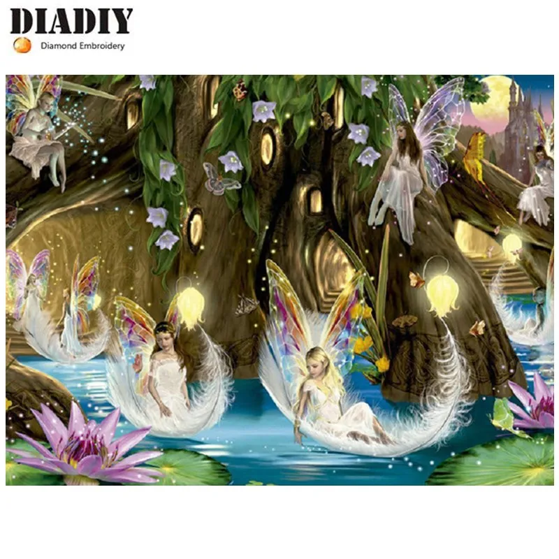 Square Diy Diamond Painting Cross Stitch Fairy tale world elf girl 5D Embroidery icons full Rhinestone mosaic pattern | Дом и сад