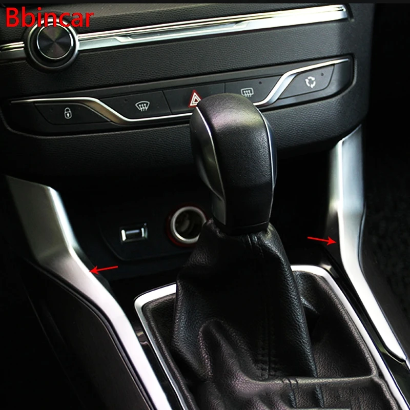 

Bbincar Стайлинг автомобильной крышки для Peugeot 308 2014 2015 2016 ABS хромированный уровень переключения передач Базовая стойка боковая планка отделка 2...