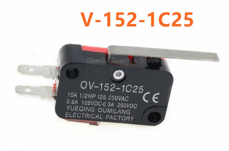 V 152 1C25 SPDT 1NO 1NC 3Pin короткие концевой выключатель с прямым рычагом на шарнире Предел