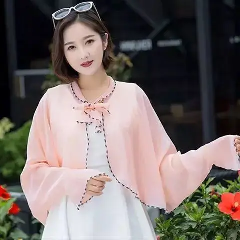 Dark Pink Модный милый галстук-бабочка, летние шарфы для женщин, шифоновые платки, Женское пальто, пончо с длинным рукавом, накидки, шифоновый шарф, весна-осень - Цвет: Dark Pink