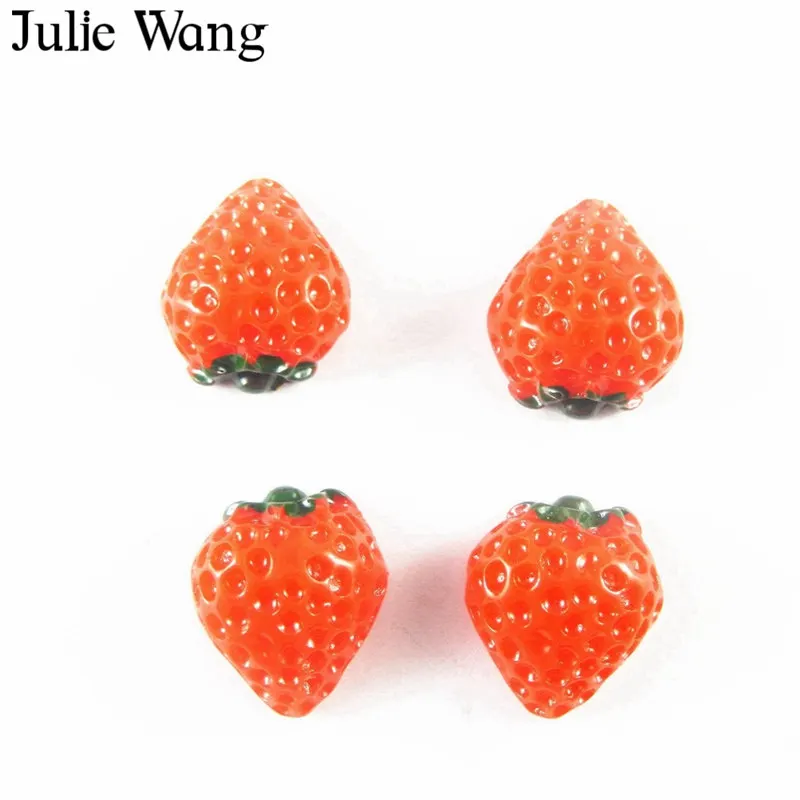 Julie Wang 20 шт. полимерные красные с плоской спинкой клубника камея кабошоны Шарм для