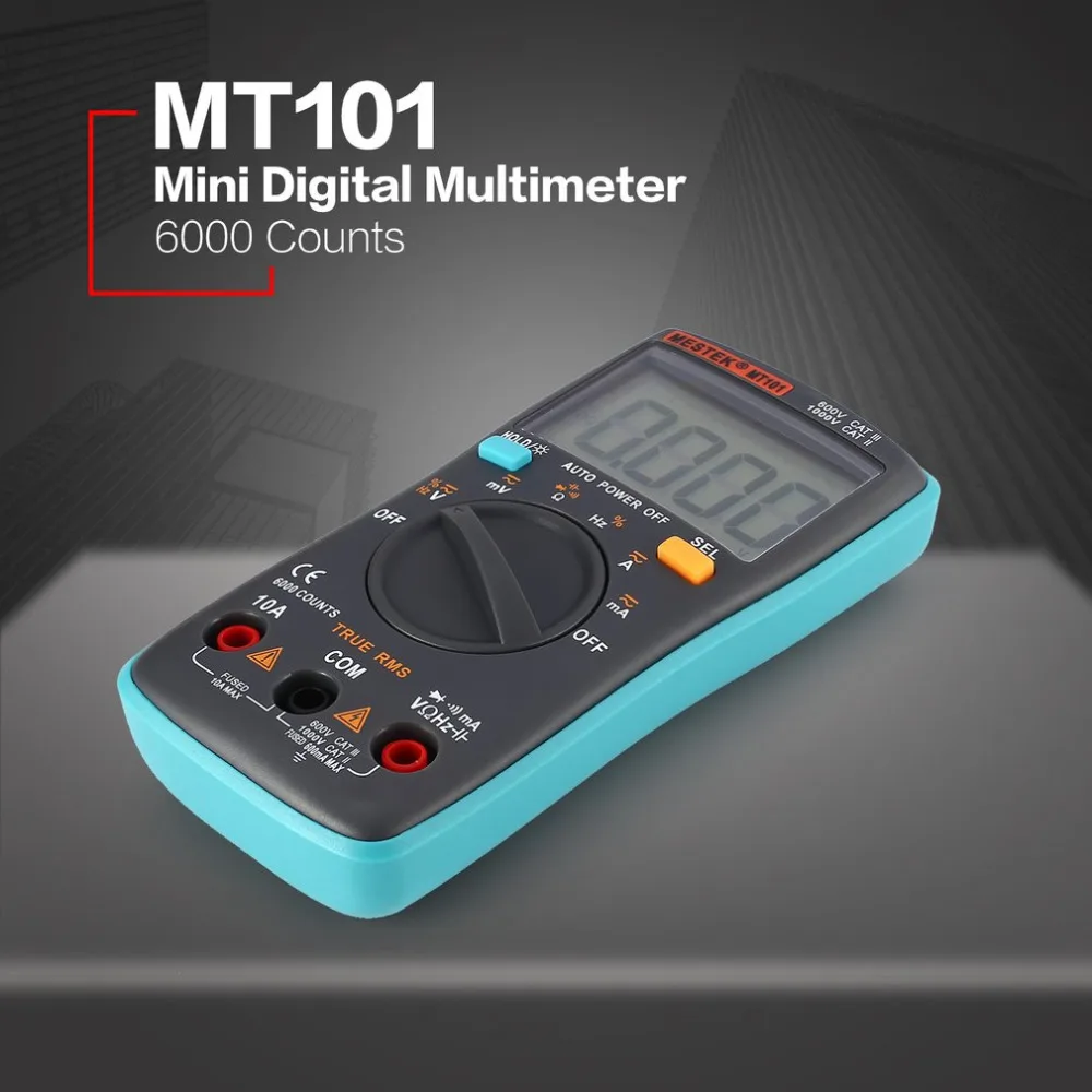 MESTEK MT101 мини цифровой мультиметр True RMS Авто Диапазон 6000 Counts AC/DC Вольт Ампер Ом