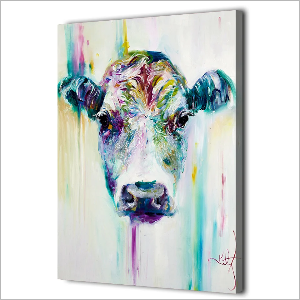 

HD Printed 1 Piece Wall Decor Canvas Abstract Calf Head Animal Paining Poster Canvas For Living Room Decor Unframed Wall Art