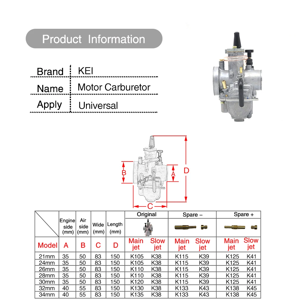 Карбюратор для мотоцикла Alconstar- Keihin PWK с гидроприводом 21 24 26 28 30 32 34 мм 2/4T