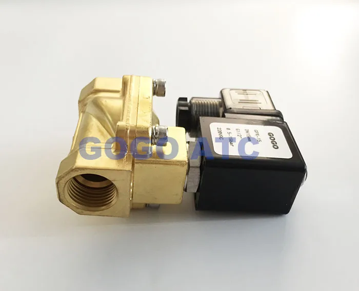 GOGO нормально замкнутый 2 way пилот диафрагмы латунь электрический 12v 24v 110v 220v