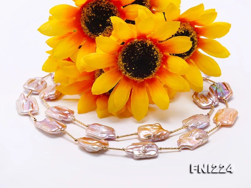 

Natural Baroque Pearl Jewellery Gold Tube Purple 16x21mm-18x28mm Freshwater Pearl Necklace 32'' Charming Women Birthday Gift
