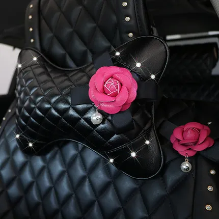 Серия Camellia, наборы, аксессуары для салона автомобиля, кожаный чехол на руль, авто Кристалл, подголовник, подушки, коробка для салфеток, подлокотник - Название цвета: 1pcs Head restraint