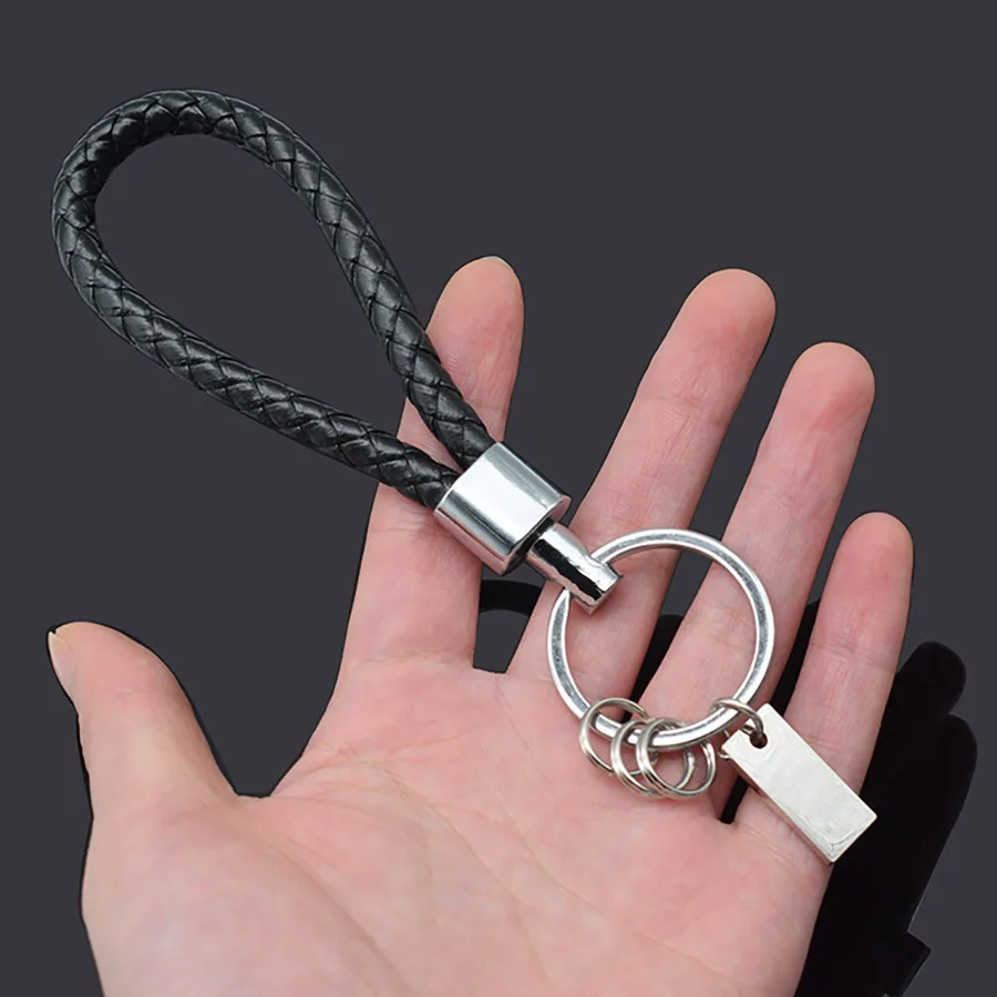High grade Hand Woven Leather Buckle Car Keychain Keyring Retro Auto Key Rings For Audi BMW Benz Mazda Toyota Renault | Автомобили и