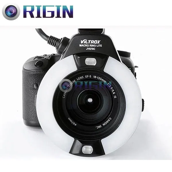 VILTROX JY-670C макро круговое кольцо Вспышка Speedlite E-TTL GN14 с ЖК-дисплеем + переходное