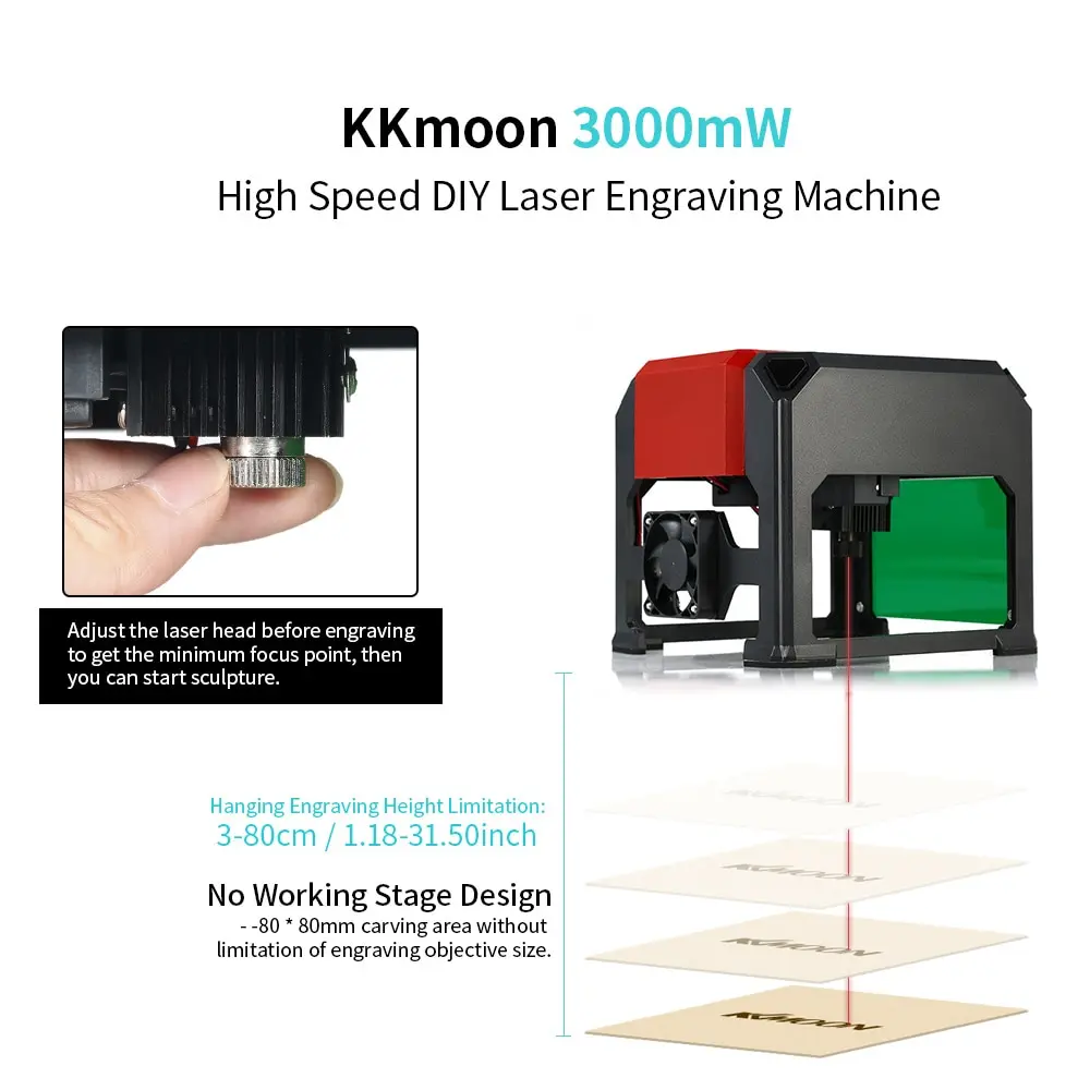 KKmoon 3000 mW USB Настольный лазерный гравировальный станок DIY CNC Лазерный