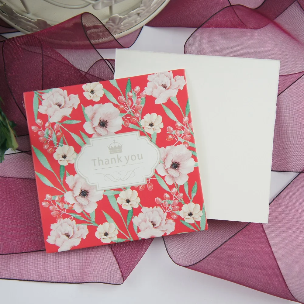 50 шт. мини открытки спасибо красные фиолетовые цветы сделай сам свадебные