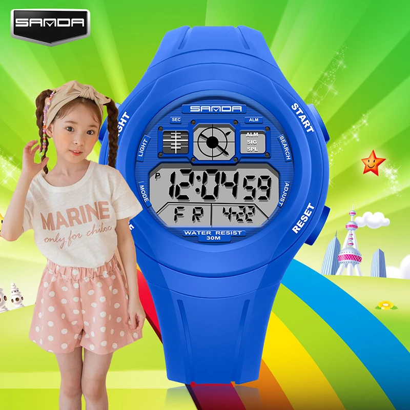 SANDA Top Brand Digital Kids Watch Sport LED Electronic Kid Wristwatch Children Clock Rubber Band Sports Montre Enfant | Наручные часы