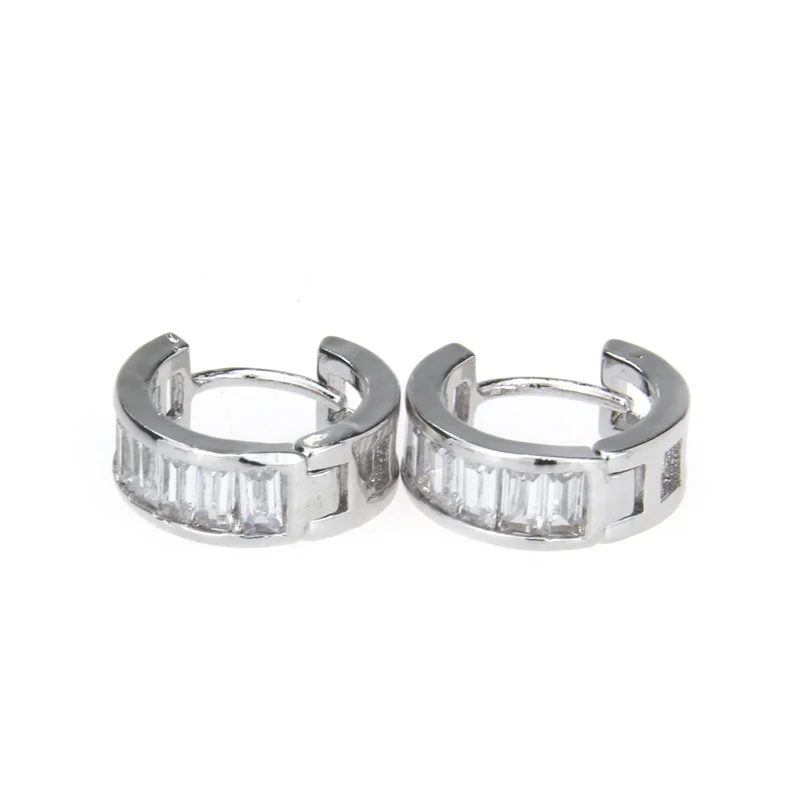 Brand Fashion Small Huggie Bridal Hoop Earrings for Women Square Zirconia Earring Jewelry Gold Ear Wedding Gift | Украшения и