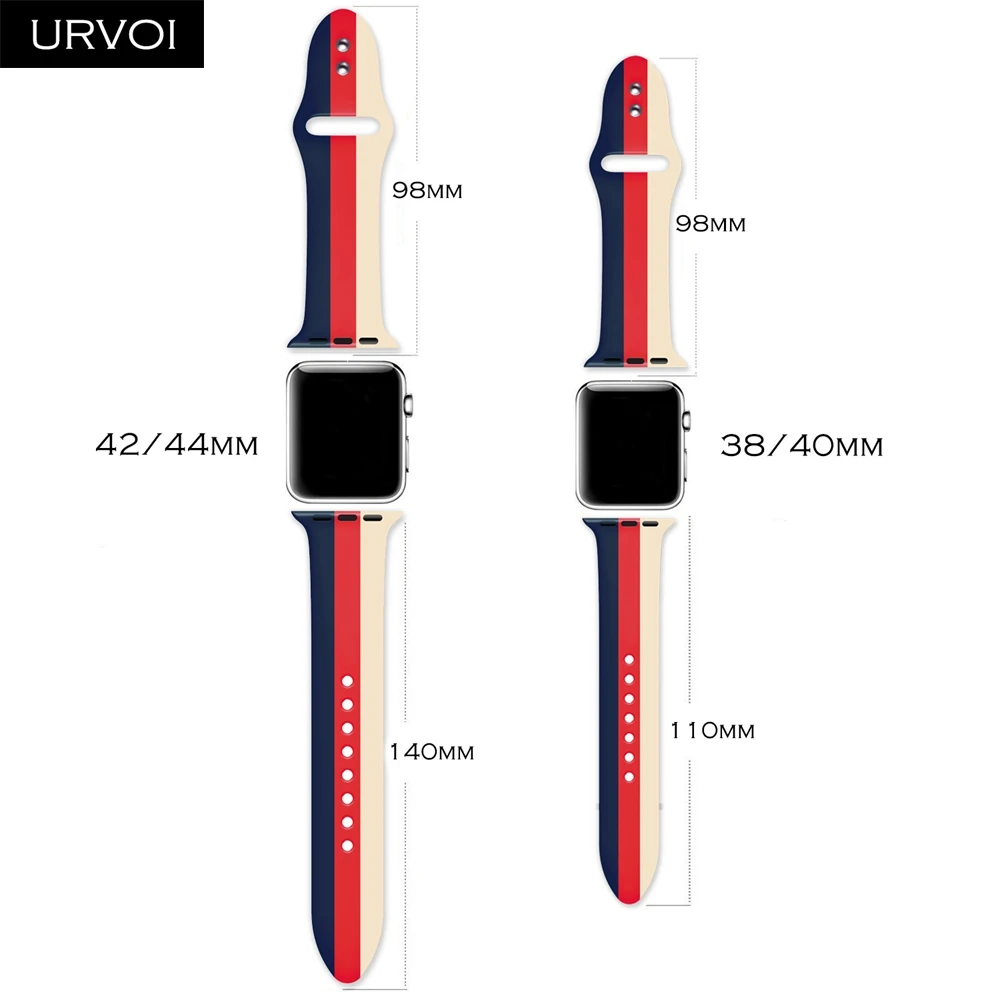 URVOI силиконовой лентой для apple watch серии 4 3 2 ремешок iwatch спортивный с pin и tuck