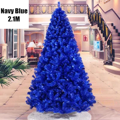 Navy Blue 2.1M 4 размера рождественские украшения елки темно-синие украшения Санта Клаус ПВХ Рождественская елка MCC258-266 - Цвет: Navy Blue 2.1M