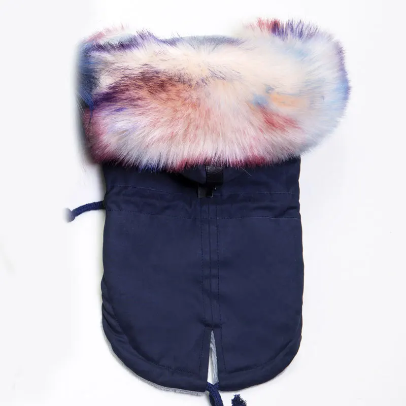 Dark blue HSWLL осенняя и зимняя теплая одежда для собак свитер для домашних животных хлопковое плотное пальто Одежда для щенков свитер для собак Французский бульдог - Цвет: Dark blue