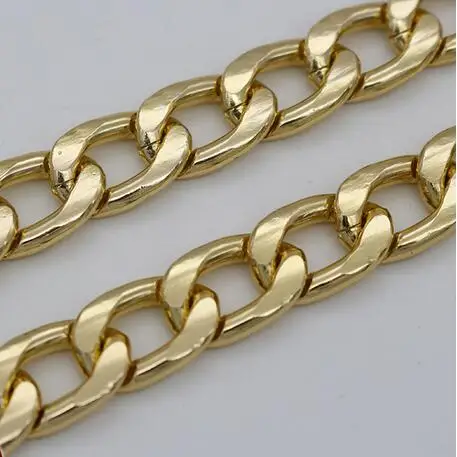 KC GOLD GHRQX Горячая 1 метр 8 мм* 11 мм металлическая цепь алюминиевая цепь Золотой цвет без ржавчины diy ожерелье поясная цепь аксессуары для одежды - Цвет: KC GOLD
