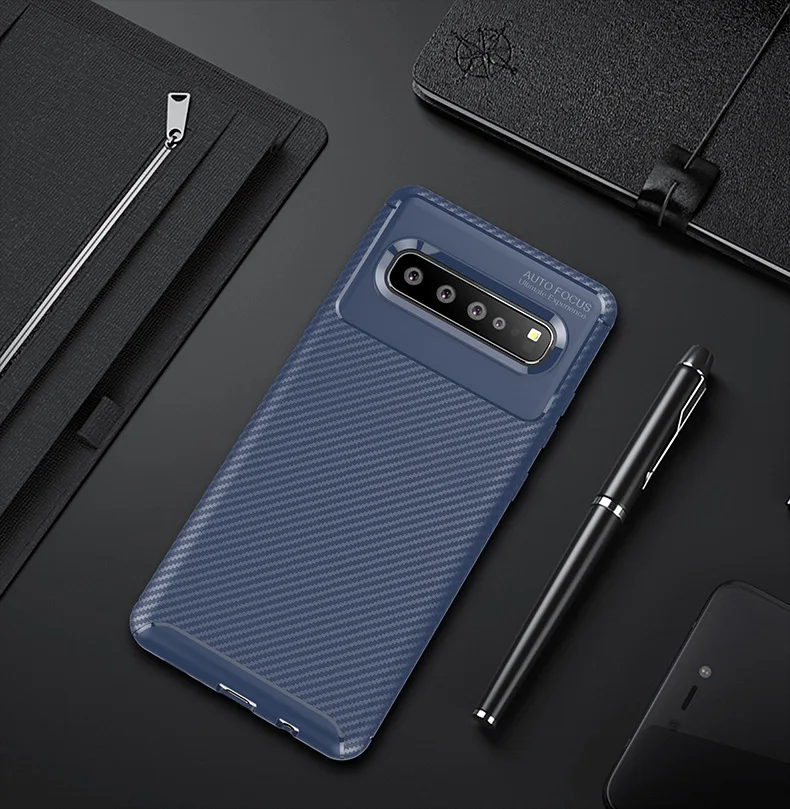 Матовый чехол Tikitaka из углеродного волокна для samsung S10 S10Plus S10Lite, мягкий ТПУ чехол для мобильного телефона s для samsung S10 E, задняя крышка - Цвет: Navy