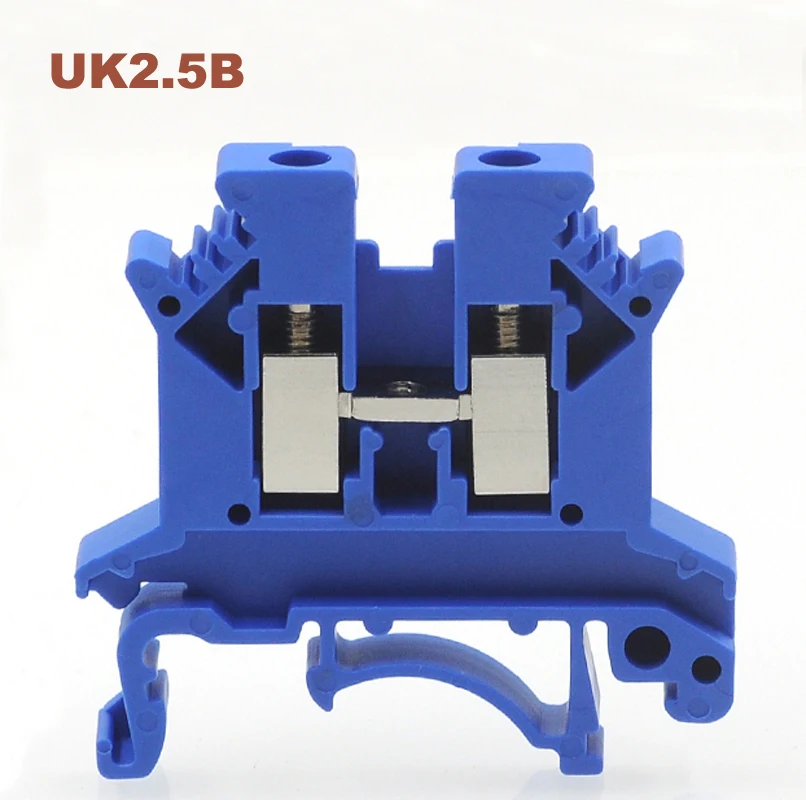 

50Pcs Blue UK-2.5B Din Rail Universal Terminal Block Screw Type Wire Cable Electrical Terminal Block Connector Brass 32A