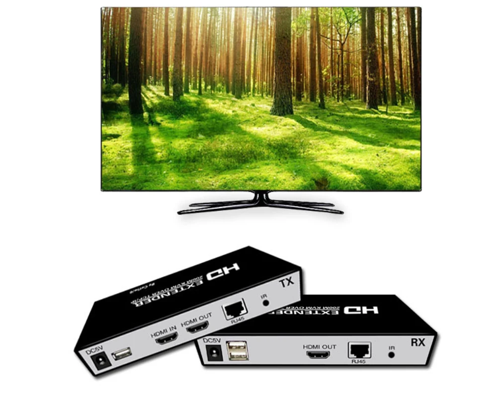 HDMI KVM удлинитель 200 м USB HDMI IR KVM удлинитель от CAT5e/6 Поддержка TCP/IP Поддержка одного режима точка-ко-много и Каскадное подключение