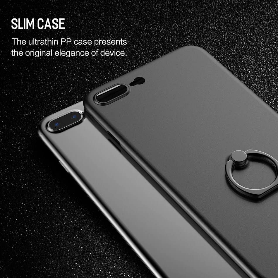 Чехол для iPhone 7 8 с кольцом-держателем для пальца, Rock 0,33 мм Тонкий чехол для телефона для iPhone 7plus 8plus задняя крышка с подставкой