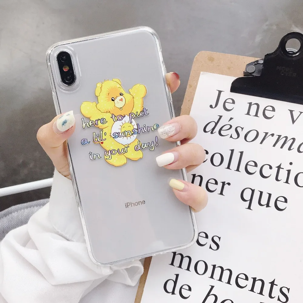 Милый мультфильм медведь телефон мягкий прозрачный чехол для iPhone 6 6s плюс X XR Xs Max 7
