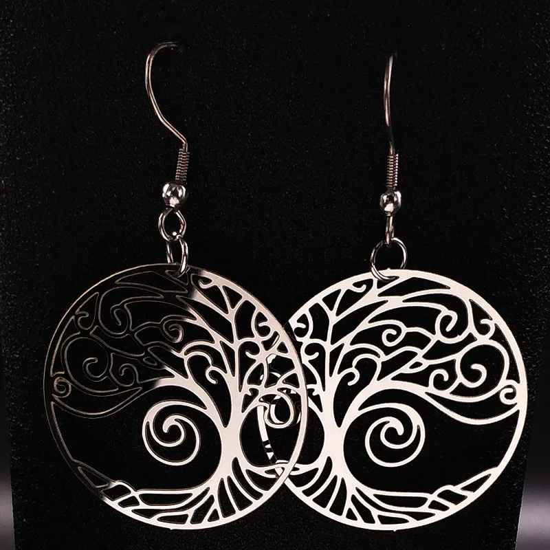 Женские серьги подвески Древо жизни из нержавеющей стали|bohemian drop earrings|bohemian