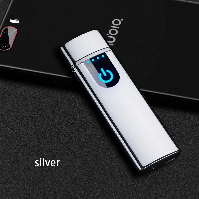 Usb-зажигалка электронная Лазерная зажигалка с логотипом Turbo Tugsten Зажигалка для курения - Цвет: silver