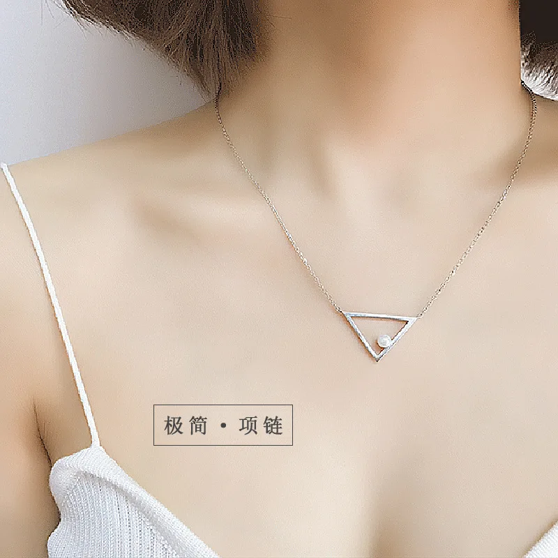 Маятниковые ожерелья collier argent aros mujer oreja de plata 925 ювелирные изделия colgantes минимализм подвеска треугольная ожерелье colares